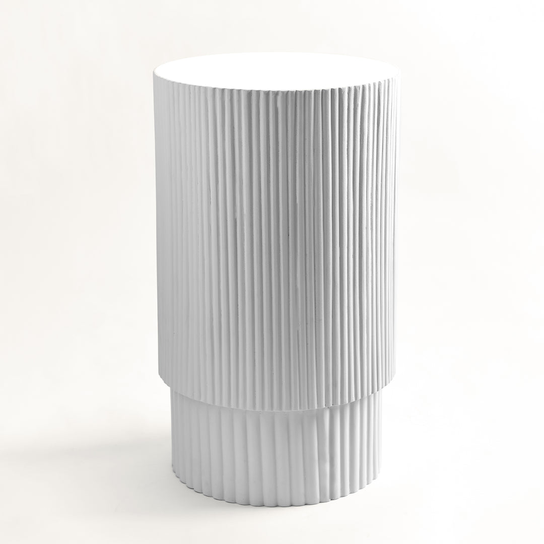 White "Stripes" - Wooden Side Table