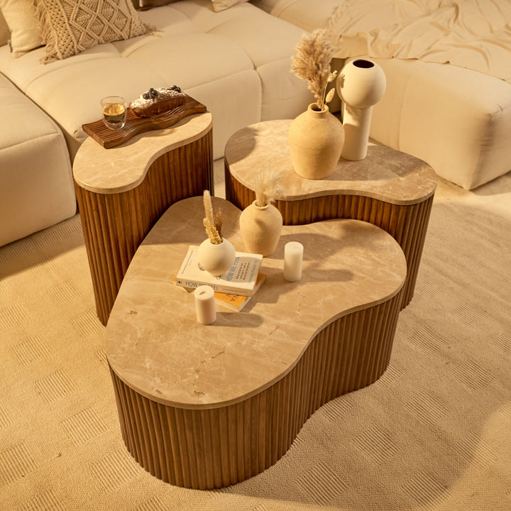 "Kidneys" - Set of 3 Marble Top Tables