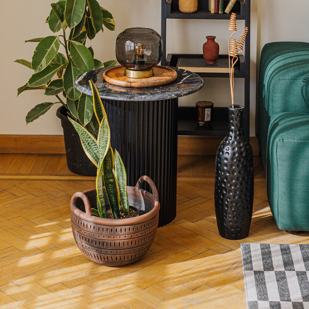 "Afro Handle" - Pottery Basket