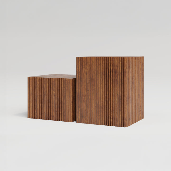 "Squared Lanes" - Set of 2 Wooden Tables