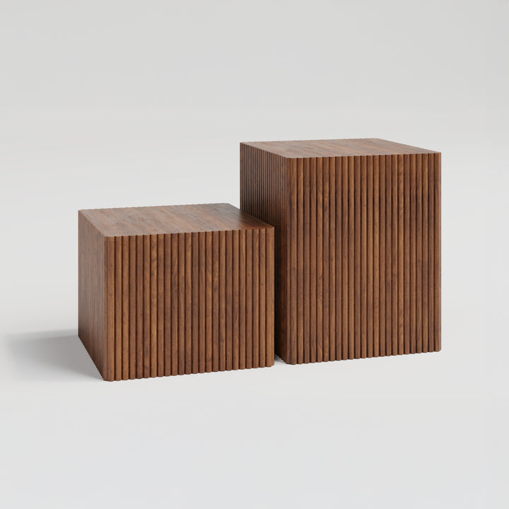 "Squared Lanes" - Set of 2 Wooden Tables