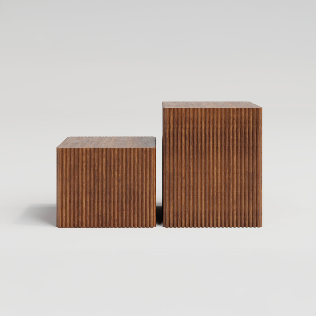 "Squared Lanes" - Set of 2 Wooden Tables