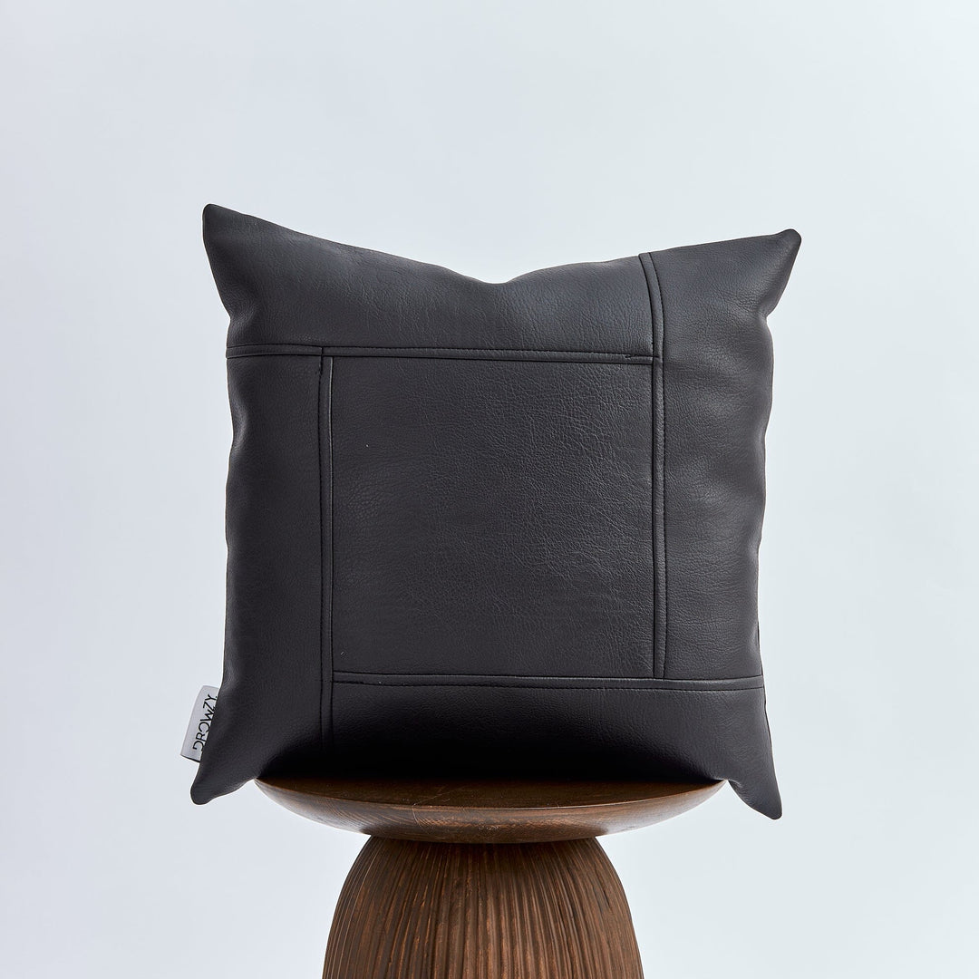"Black Grid" - 40x40 Leather Cushion