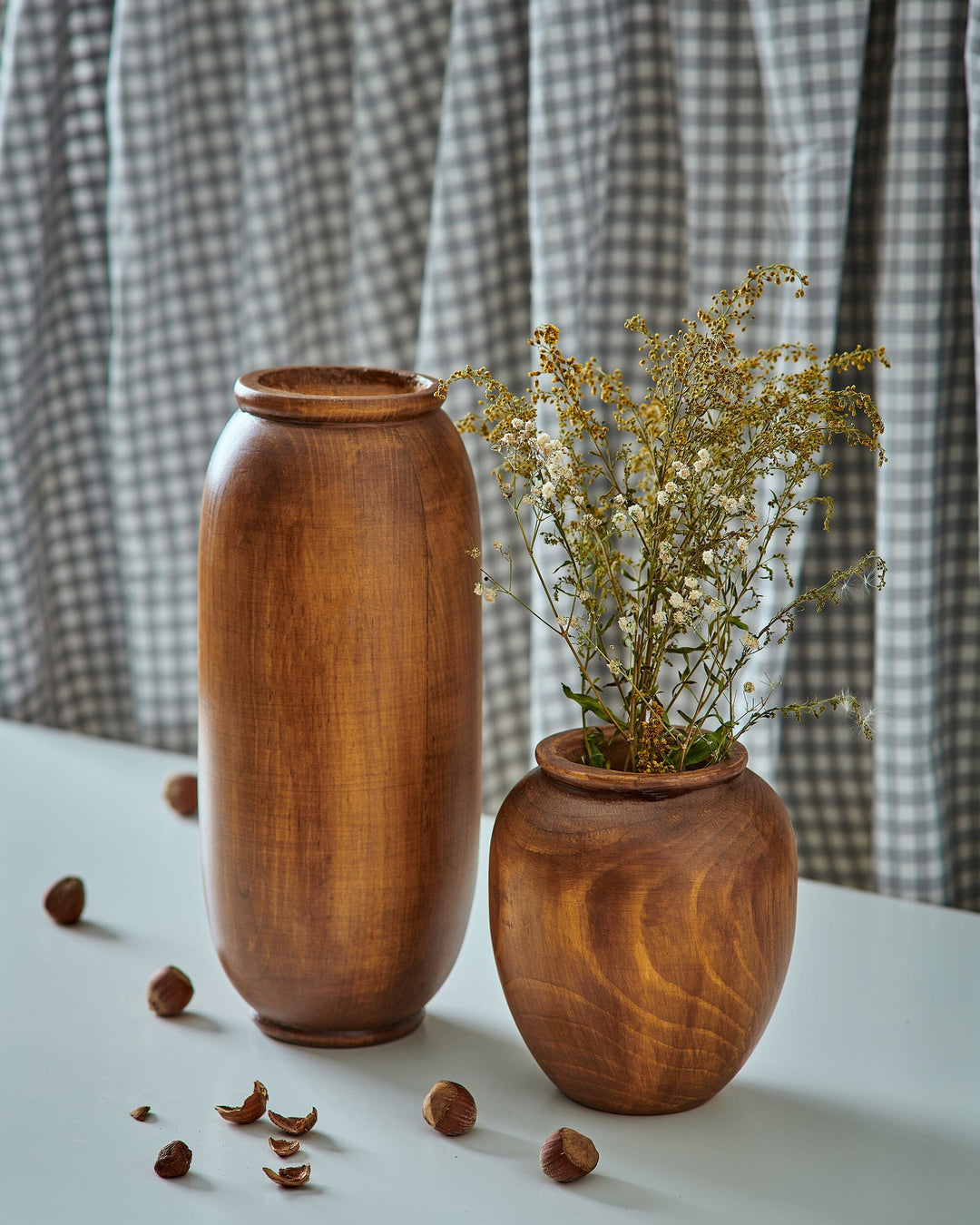 "Mr. & Mrs. Bean" Set of 2 - Wooden Vases